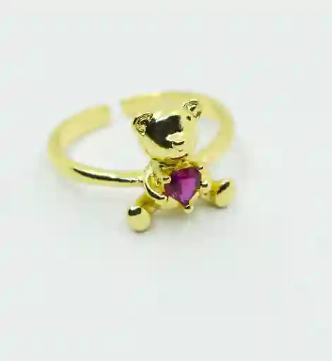 Anillo Dorado Oso Rosado