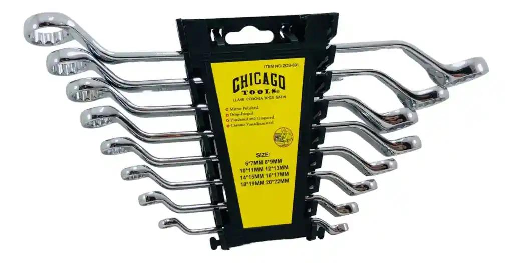 Juego De Llaves Estriadas Acodadas Milimétricas 8 Piezas Chicago Tools