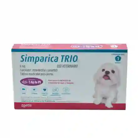Simparica Trio Antipulgas Para Perro De 2.5 A 5 Kg (6mg)
