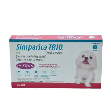 Simparica Trio Antipulgas Para Perro De 2.5 A 5 Kg (6mg)