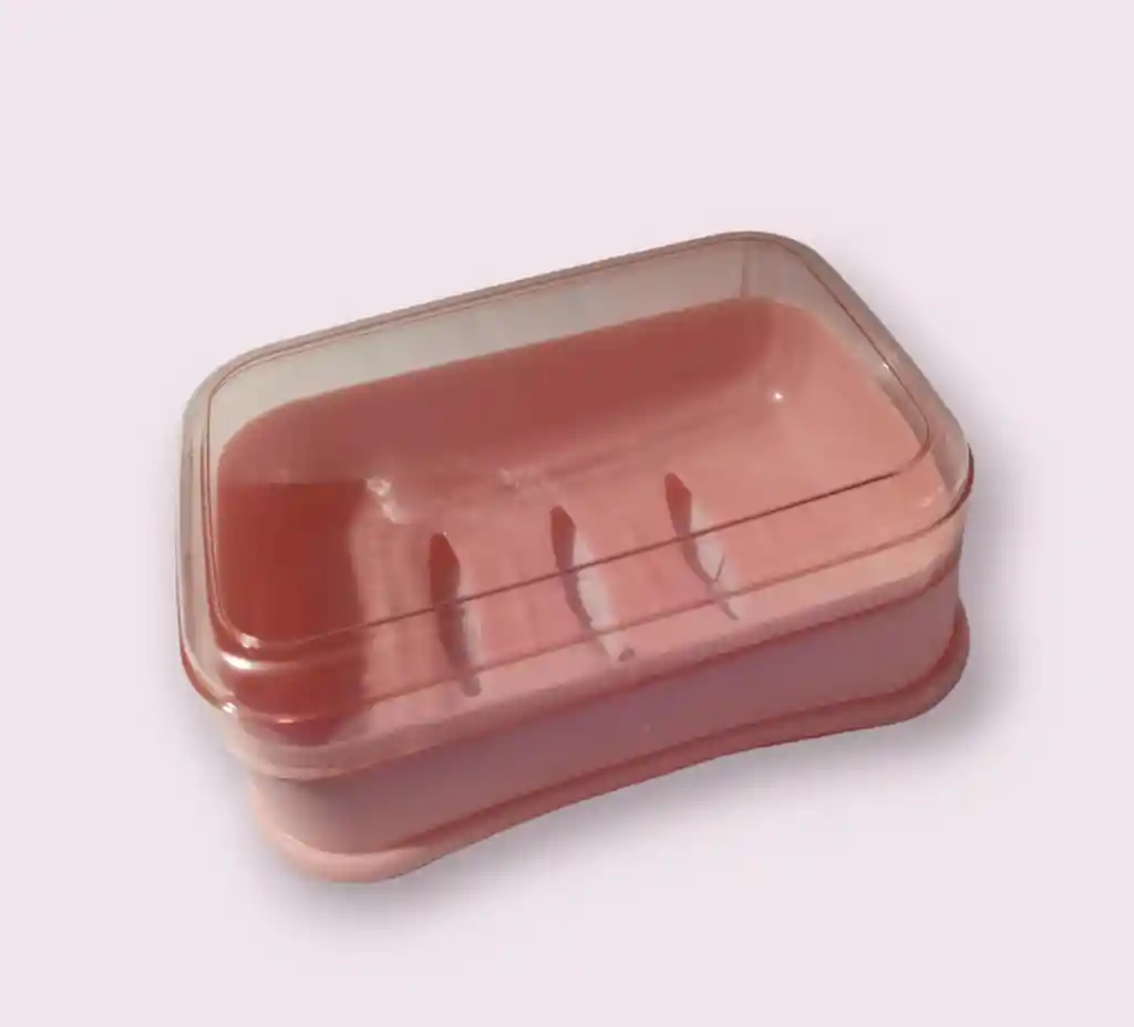 Jabonera Rosada Con Tapa Transparente