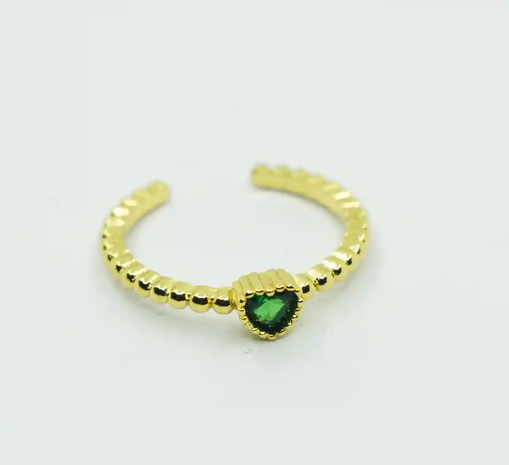 Anillo Dorado Corazoncito Verde