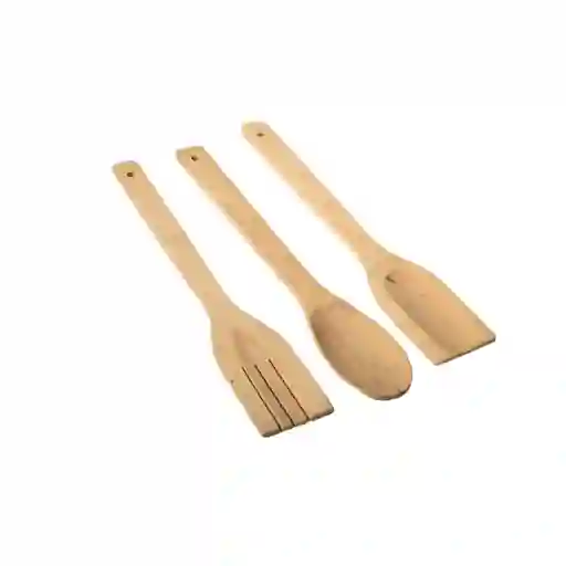 Set De Cucharas Por 3 Unidades De Bamboo Para Cocina