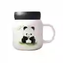 Mug Pocillo Ceramica De Oso Panda Grande Tapa Plastica