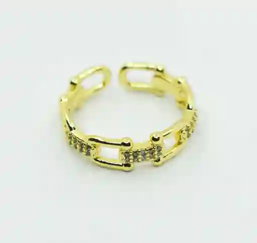 Anillo Dorado Cadena Con Brillo