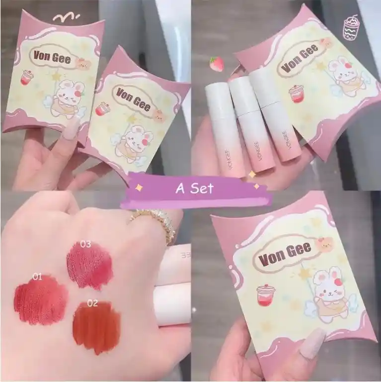 Juego De Labiales Mate X 3 Unidades Maquillaje Para Labios