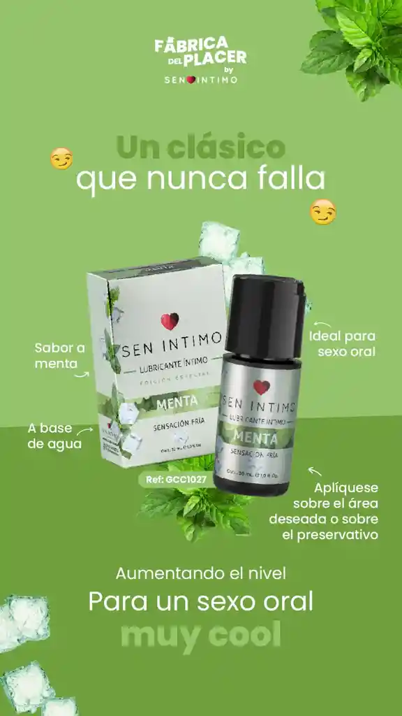 Lubricante Íntimo Menta Sensación Fría X 30 Ml By Sen Íntimo