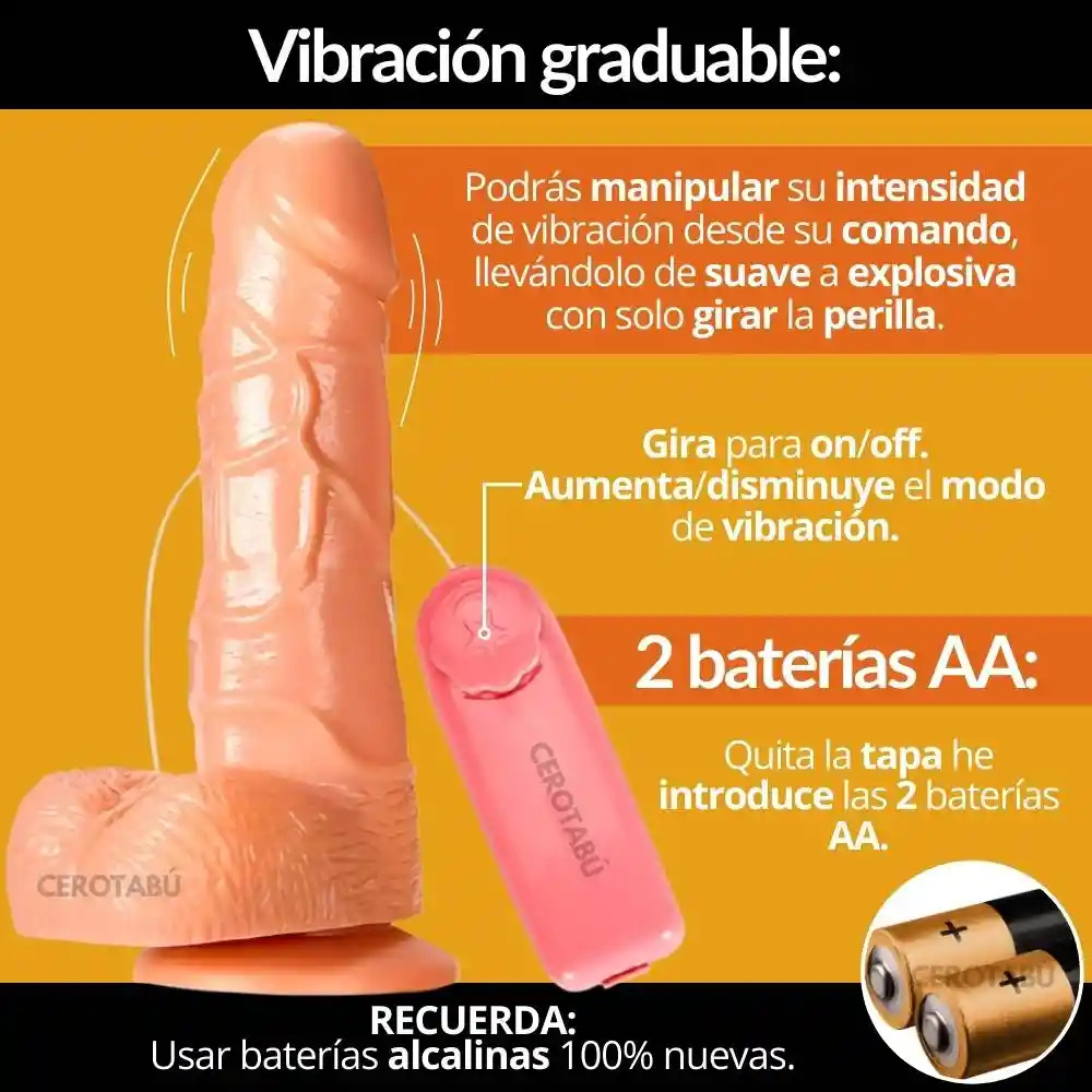 Dildo Vibrador Graduable Consolador Realista 14 Cm Adherente