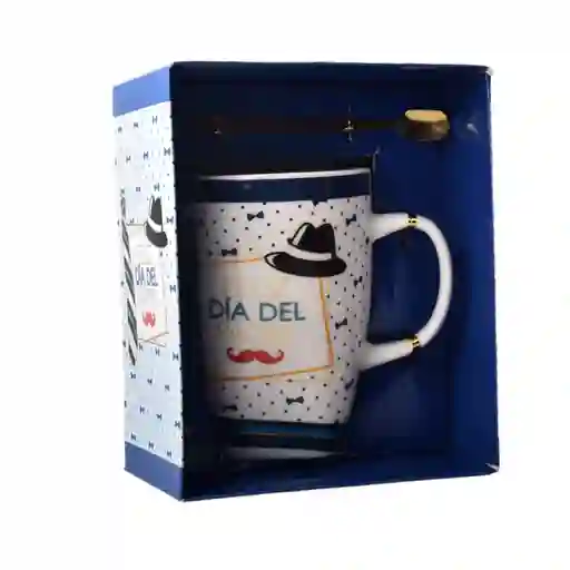 Mug Ceramica Pocillo Dia Del Padre Con Plato Y Cuchara