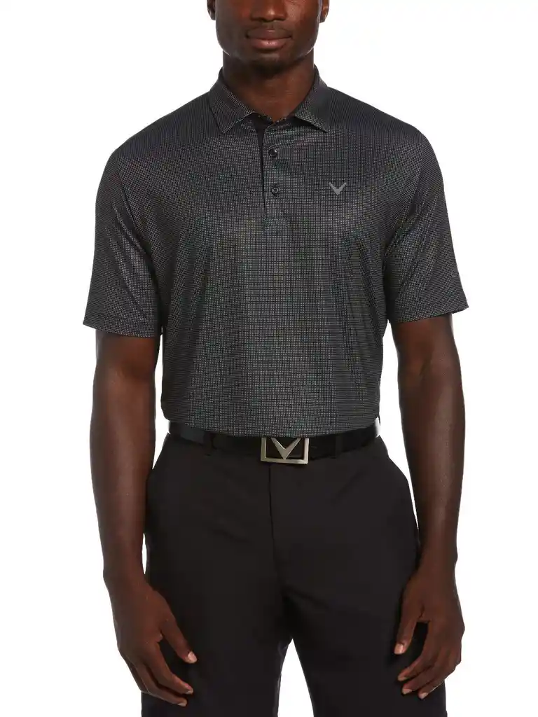 Talla S Mens Swing Tech™ Gingham Printed Polo - Black / S