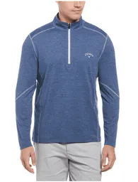 Talla M Mens Lightweight Quarter Zip Golf Pullover - Peacoat Heather / M