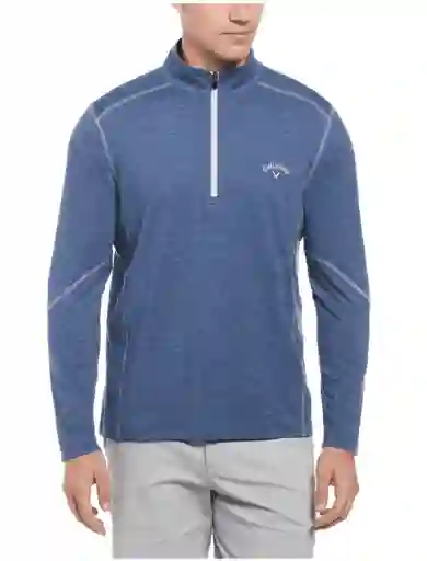 Talla M Mens Lightweight Quarter Zip Golf Pullover - Peacoat Heather / M