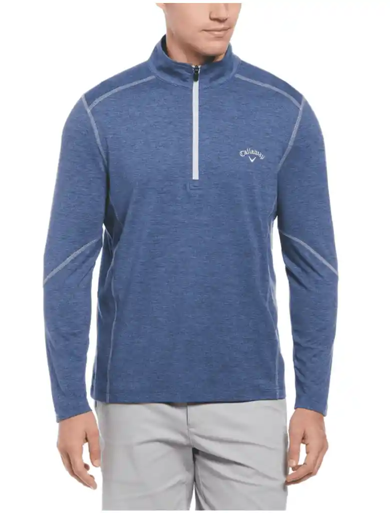 Talla M Mens Lightweight Quarter Zip Golf Pullover - Peacoat Heather / M