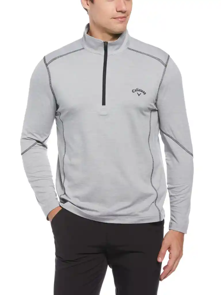 Talla L Mens Lightweight Quarter Zip Golf Pullover - Tradewinds Htr / L