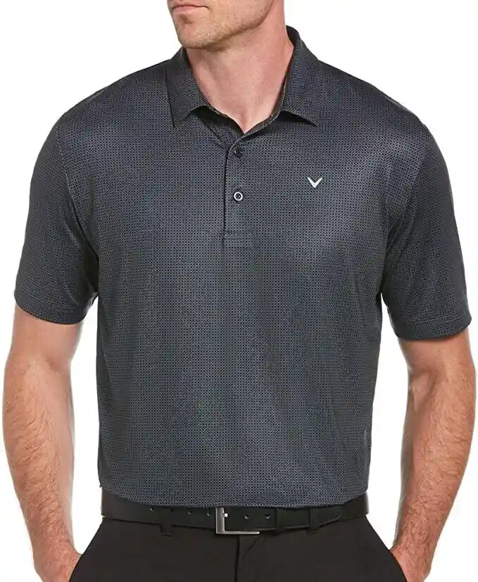 Talla S Mens Fine Line Stripe Golf Polo - Black / S