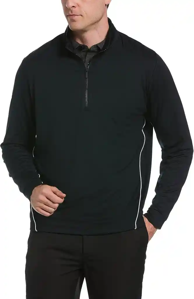 Talla S Mens Swing Tech™ Premium Yarn 1/4 Zip Pullover - Black / S