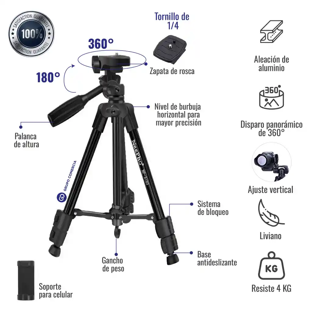 Trípode Profesional Metálico Ajustable Con Control Inalámbrico