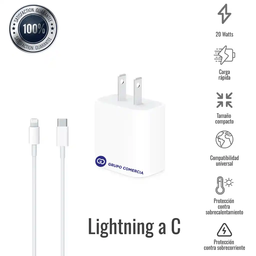 Cargador Para Iphone 20 W Con Cable Potente