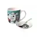 Mug Ceramica Pocillo Dia Del Padre Con Plato Y Cuchara