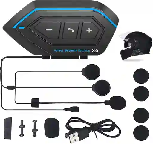 Audifonos Bluetooth Casco Tipo Intercomunicador Negr