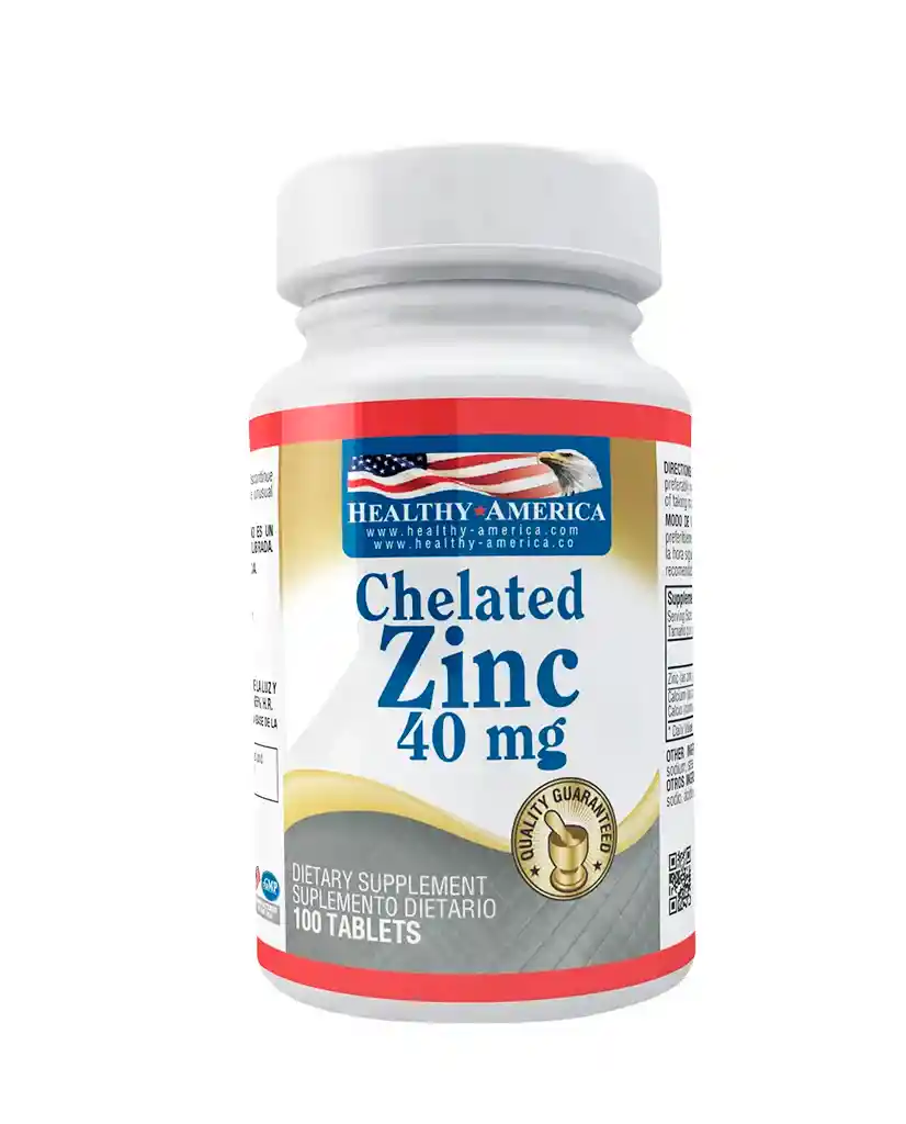 Chelated Zinc 40 Mg Healthy America 100 Tabletas