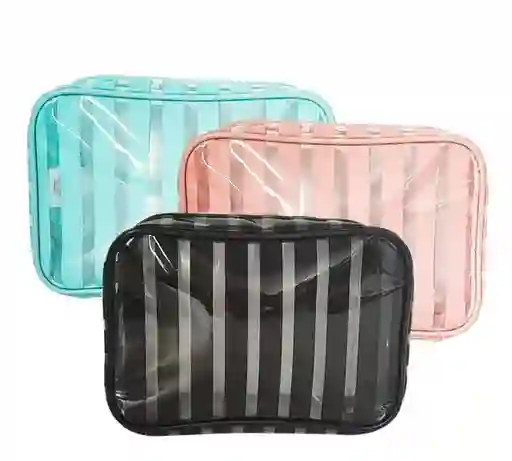 Cosmetiquera Plastica A Rayas