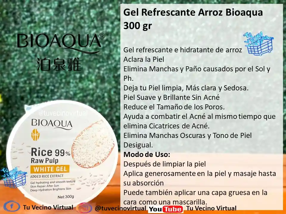 Gel Refrescante De Arroz Bioaqua