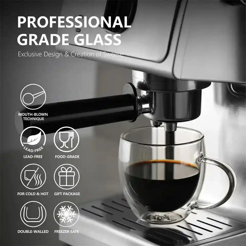 Taza Cafe Doble Pared Borosilicato 250ml Pocillo X 1 Und