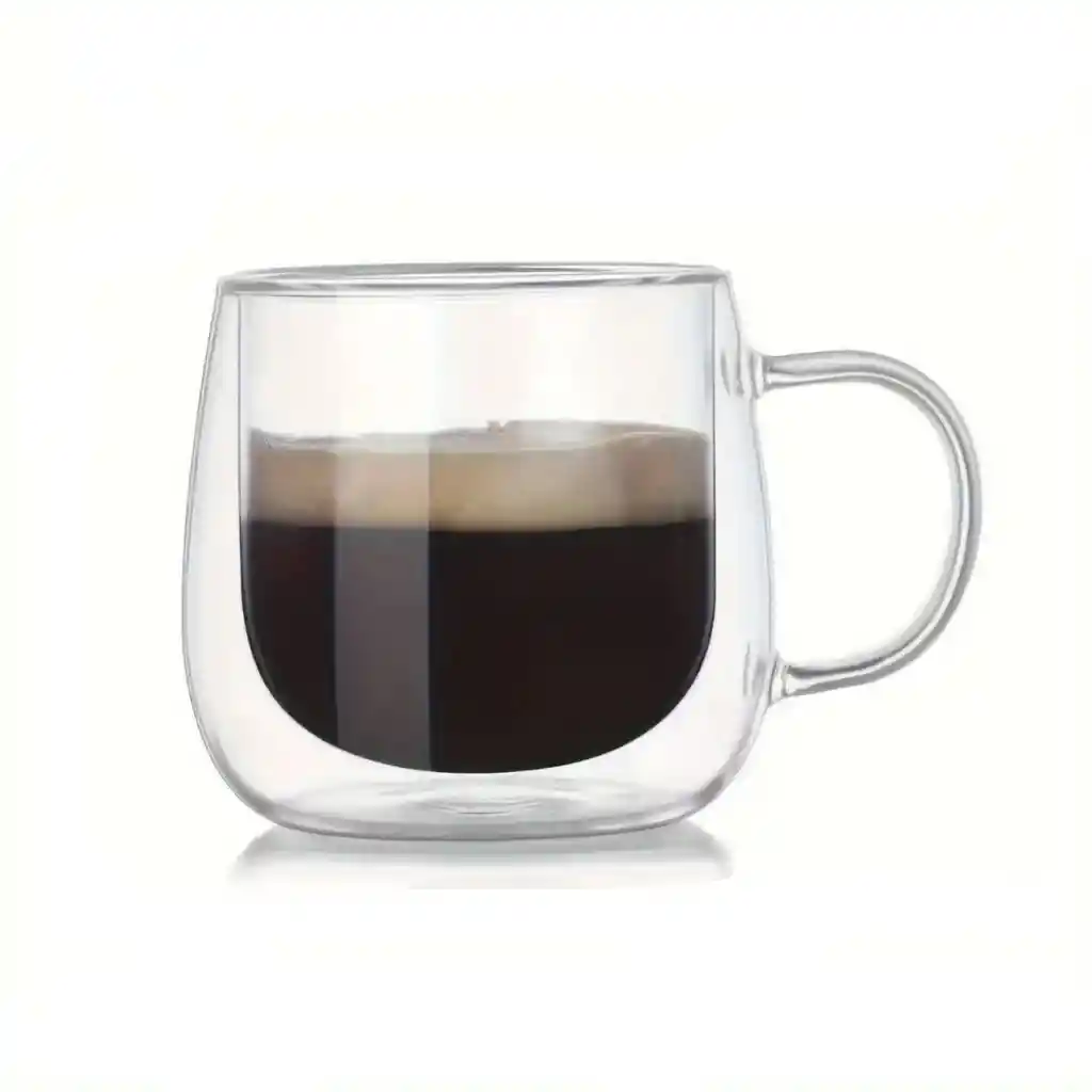 Taza Cafe Doble Pared Borosilicato 300ml Pocillo X 1 Und