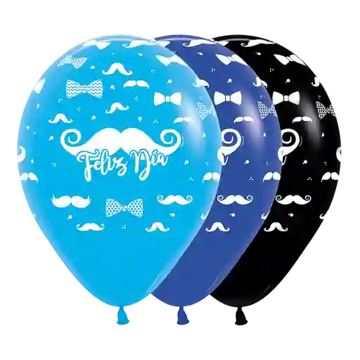 Bomba Globo Biodegradable De Latex Feliz Dia Bigotes Surtido R12