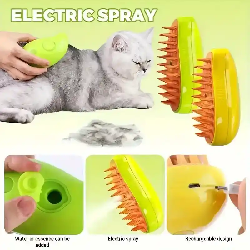 Cepillo Vaporizador Para Gatos Quita Pelo