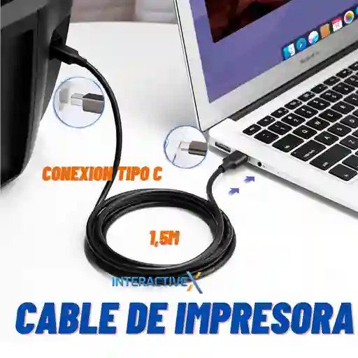 Cable De Impresora Usb Tipo C A Usb Bm / Cable Tipo C A Datos De Impresora