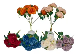 Matas Rosas Colores Vivos Flores Artificiales 42cm