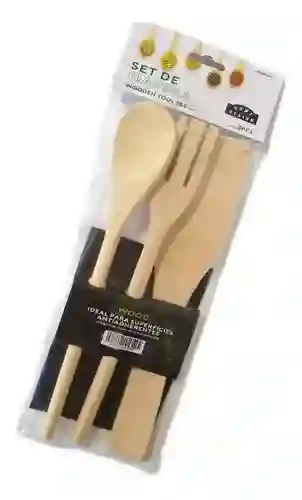 Juego De Utensilios En Madera De Cocina X 3.