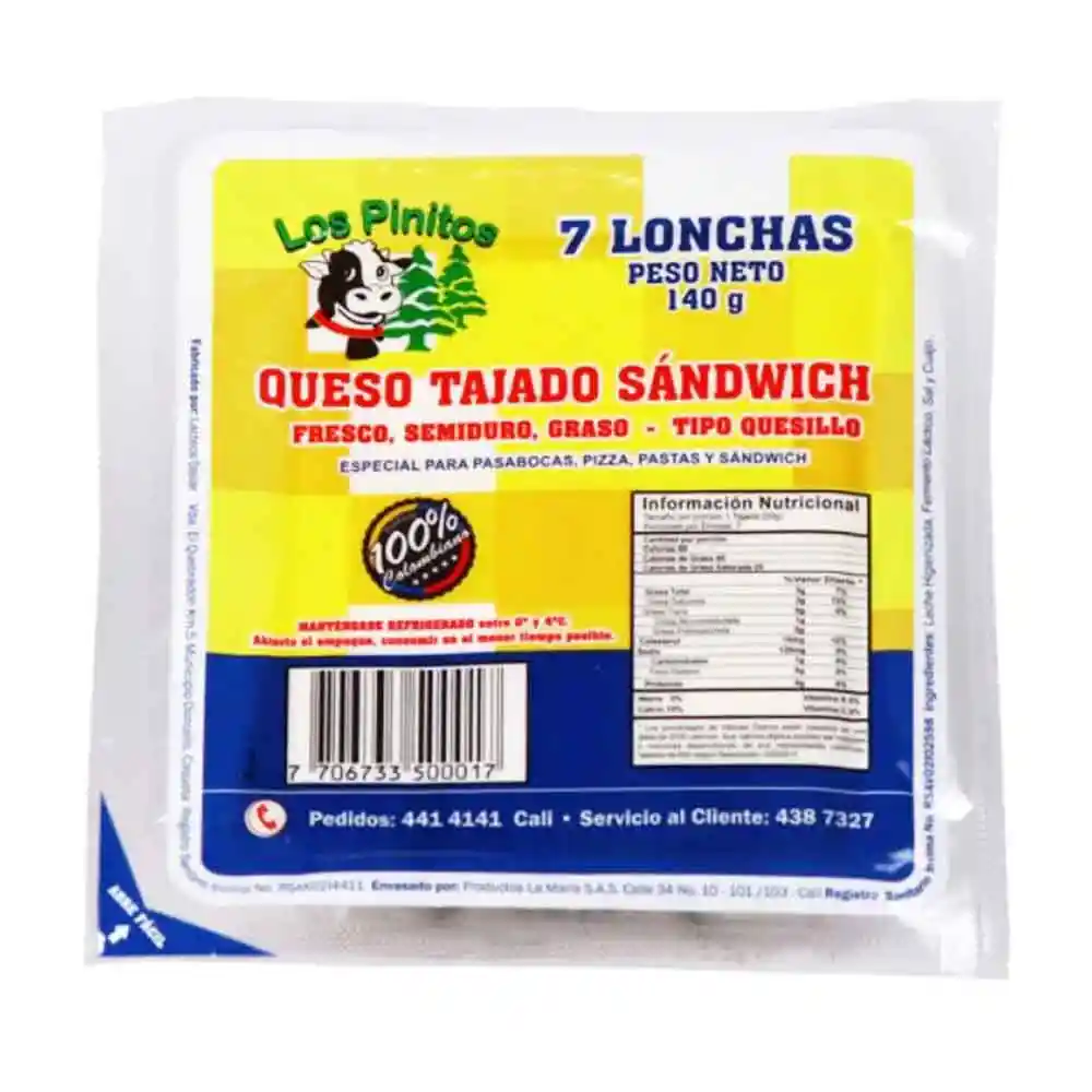 Los Pinitos Queso Tajado para Sándwich