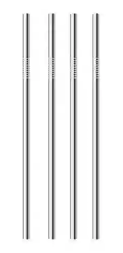 Juego De Pajillas Acero Inoxidable Reutilizable X 4 + Cepillo Limpiador