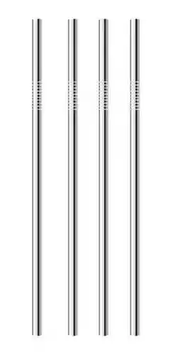 Juego De Pajillas Acero Inoxidable Reutilizable X 4 + Cepillo Limpiador