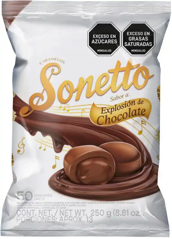 Caramelo Soneto Blando Chocolate Relleno Choco (250 Gr)