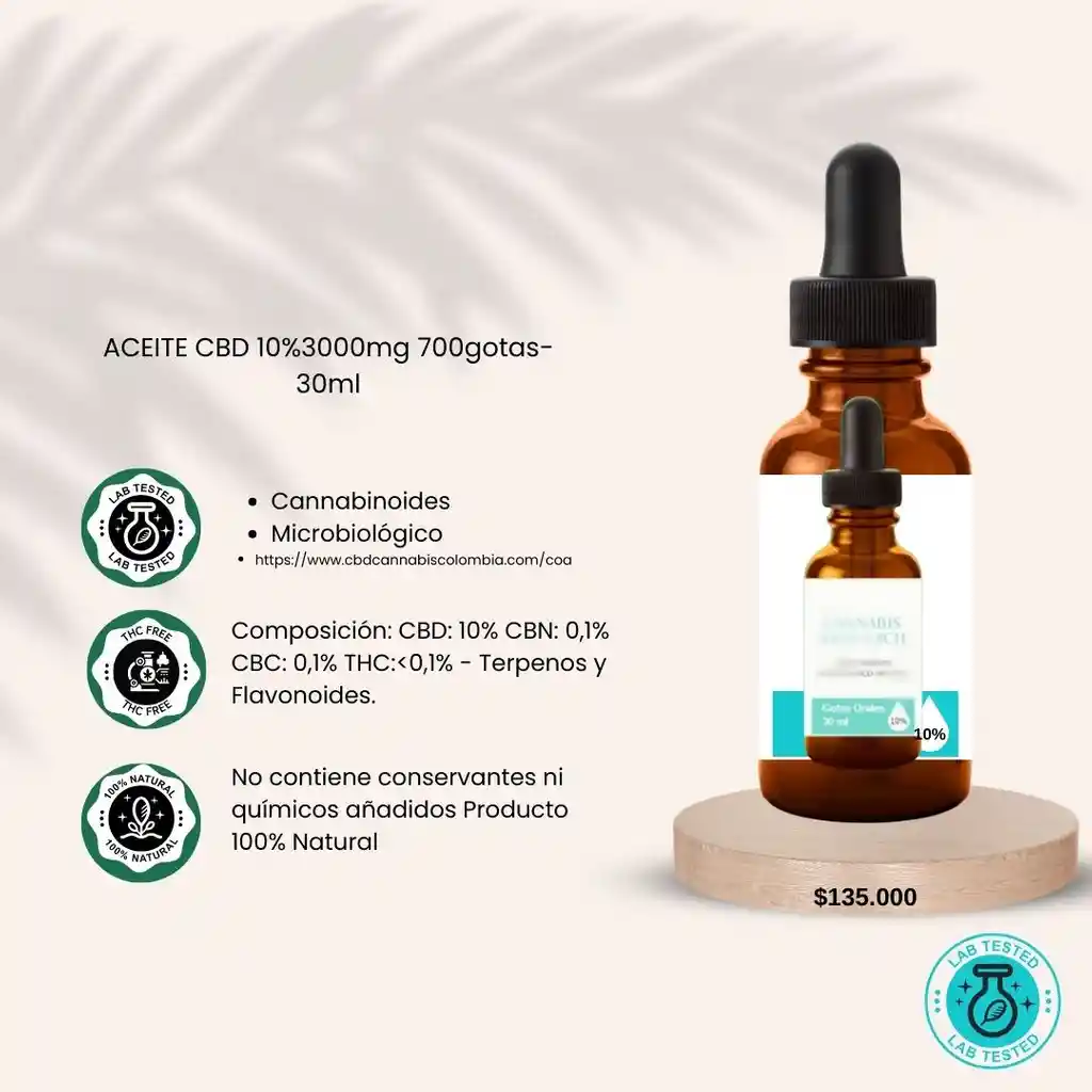 Aceite Cbd 10% - 30ml - 3000mg Cbd Gotas