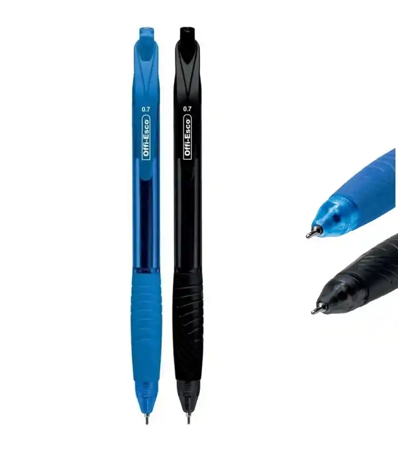 Boligrafo Semi Gel Retractil Trazo Fino 0.7 Mm X 2 Unidades Negro Y Azul Oe-050