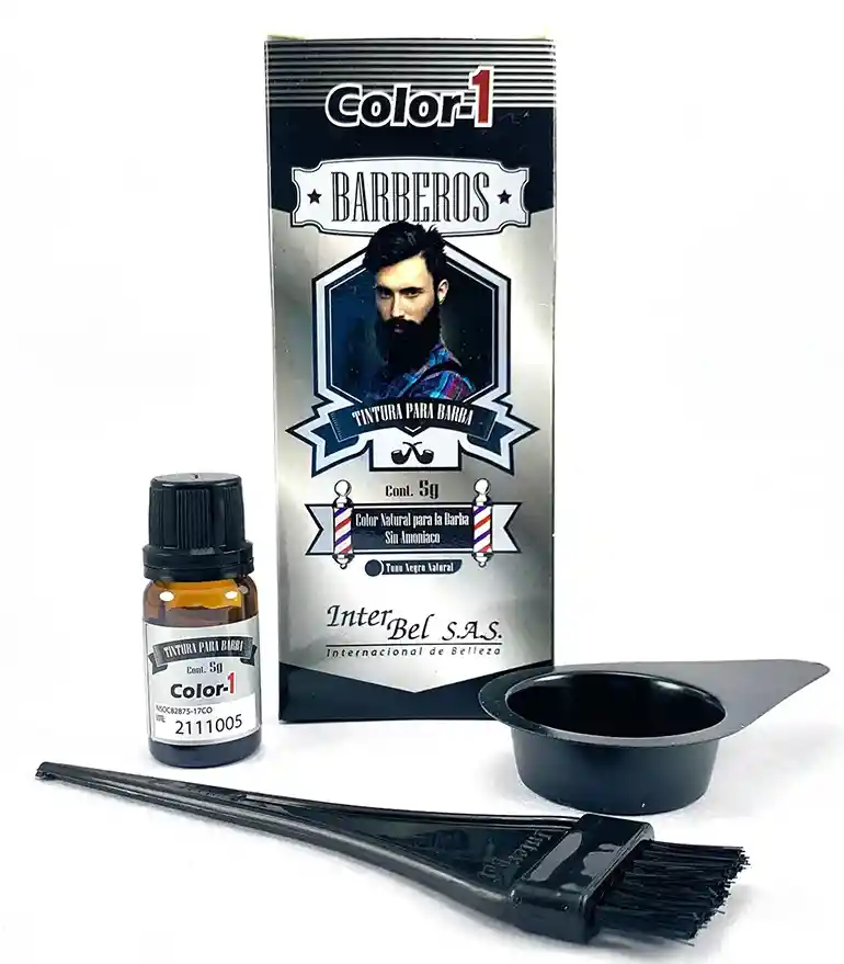 Kit De Tintura Para Barba, Tono Negro Natural - Color 1