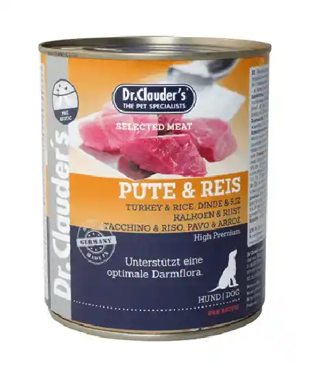 Lata Dr. Clauder's Pute Reis (pavo Y Arroz) Para Perro X800gr