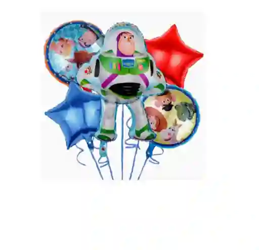 Bouquet Globos Metalicos Buzz Toy Story 5 Piezas