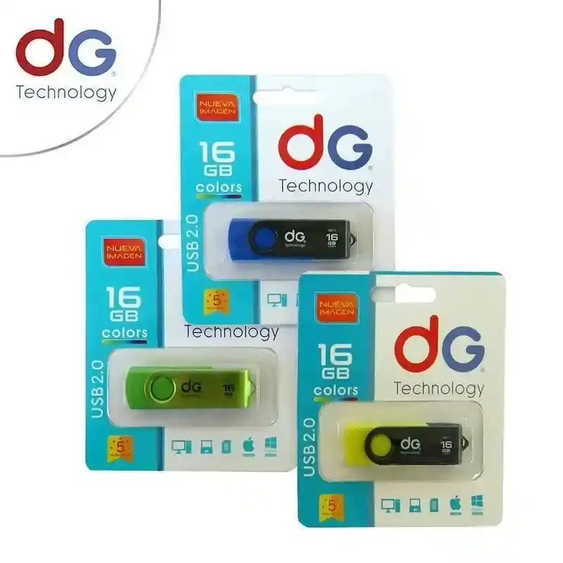 Memoria Usb 16gb Dg Original - Colores Surtidos