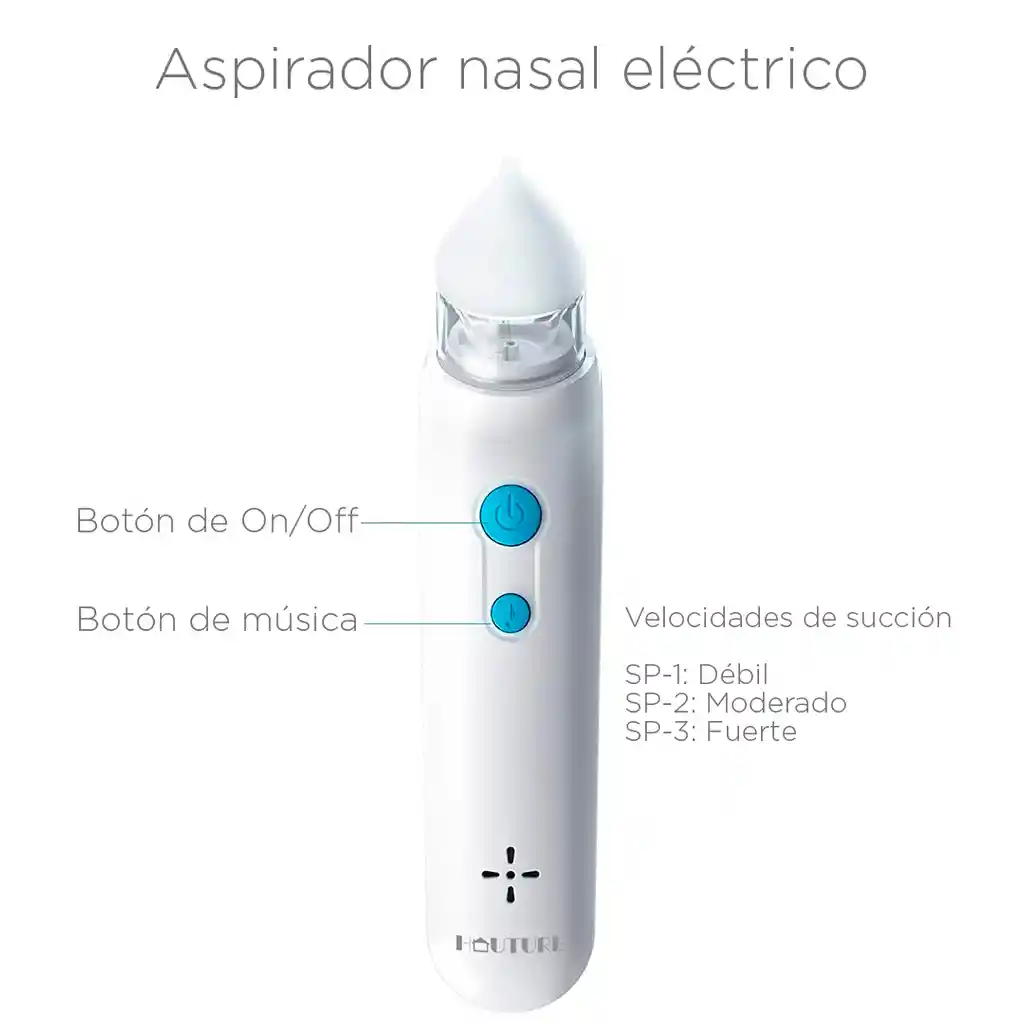 Aspirador Nasal Blanco Eléctrico, Saca Moquitos De Bebé, Suave, Multifunción
