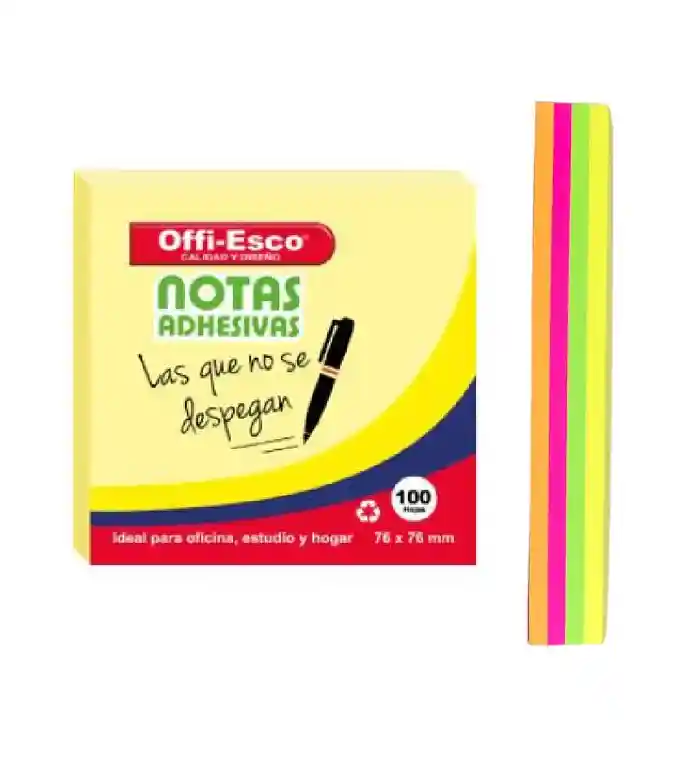 Notas Adhesivas Neon Multicolor 100 Hojas 76 X 76 Mm Oe-361