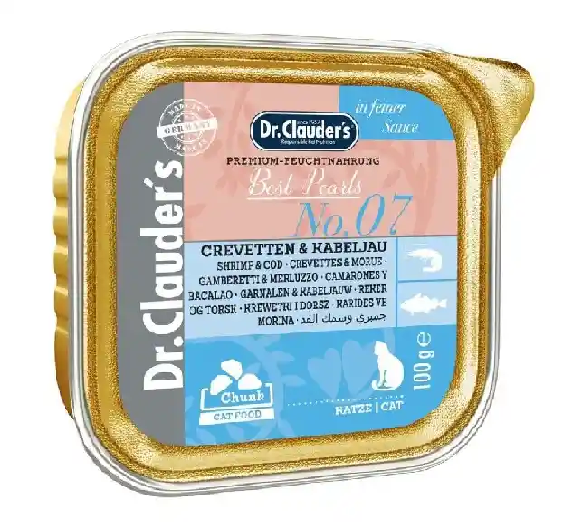 Bandeja Dr. Clauder's Crevetten Kabeljau (gambas Y Bacalao) Para Gato X100gr