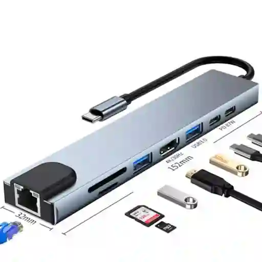 Hub Usb Tipo C 8 En 1 Jaltech