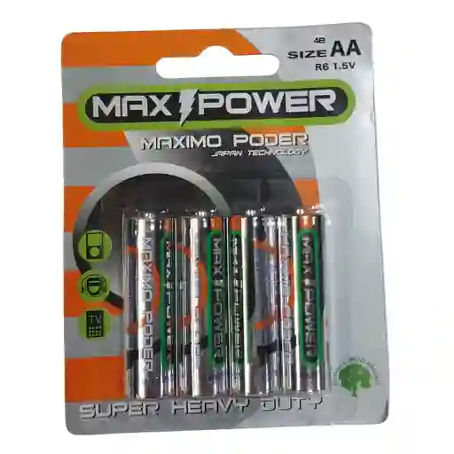 Pilas Aa Max Power Carbono X 4 Unidades 1.5 V