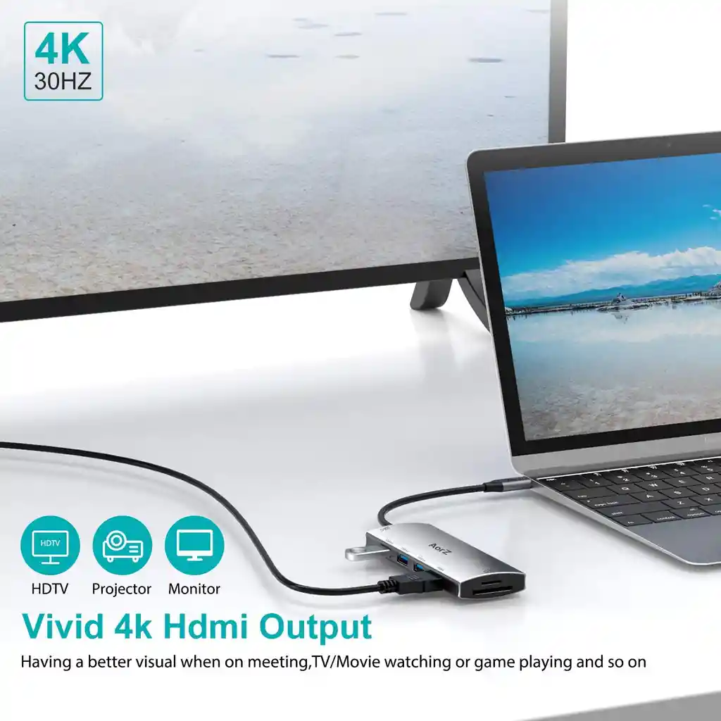 Adaptador Usb C A Hdmi Thunderbolt 3 4k Certificado